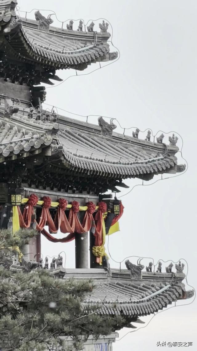 泰山今冬首场降雪，把千年名山裹成诗意画卷！