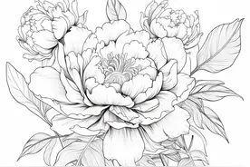 牡丹花的白描线稿，收藏备用图片