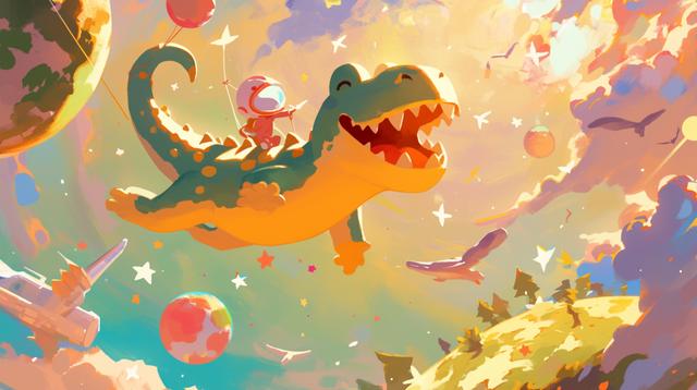 原创儿童绘本故事《小鳄鱼的星际探险》