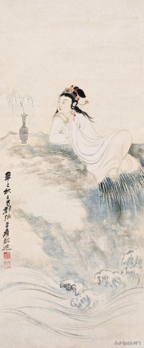 范曾的观音与张大千的观音一对比，你就知道高下了。