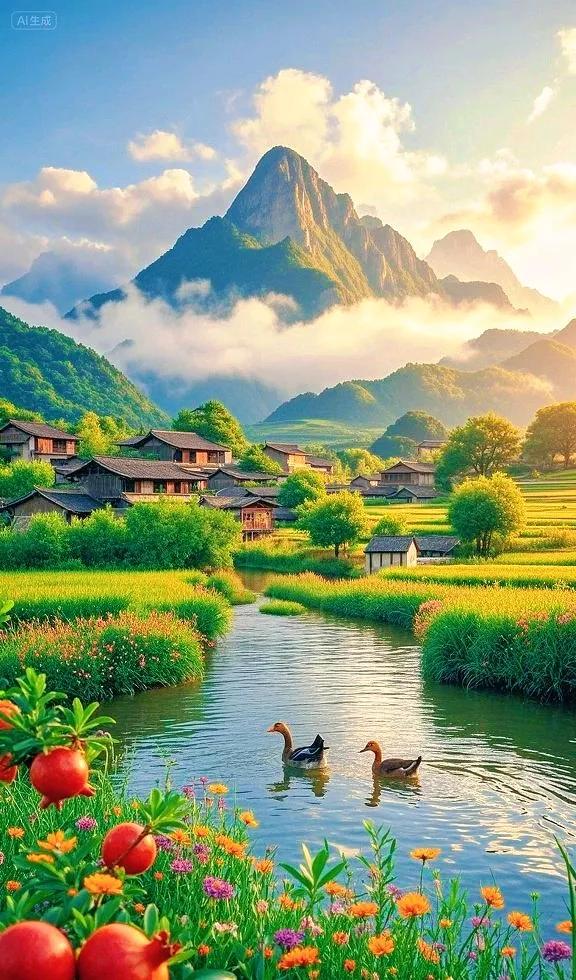 溪绕繁花，鸭戏山间——这乡村，藏着岁月的静美