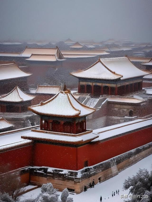 雪霁霞光里，故宫入画来。