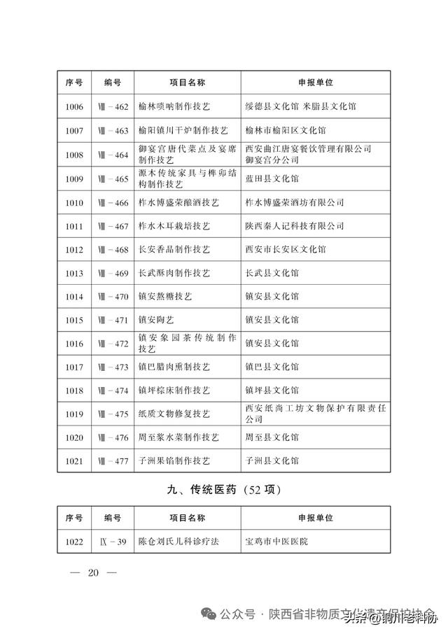 陕西省第八批非物质文化遗产代表性项目名录公布：十大类395项
