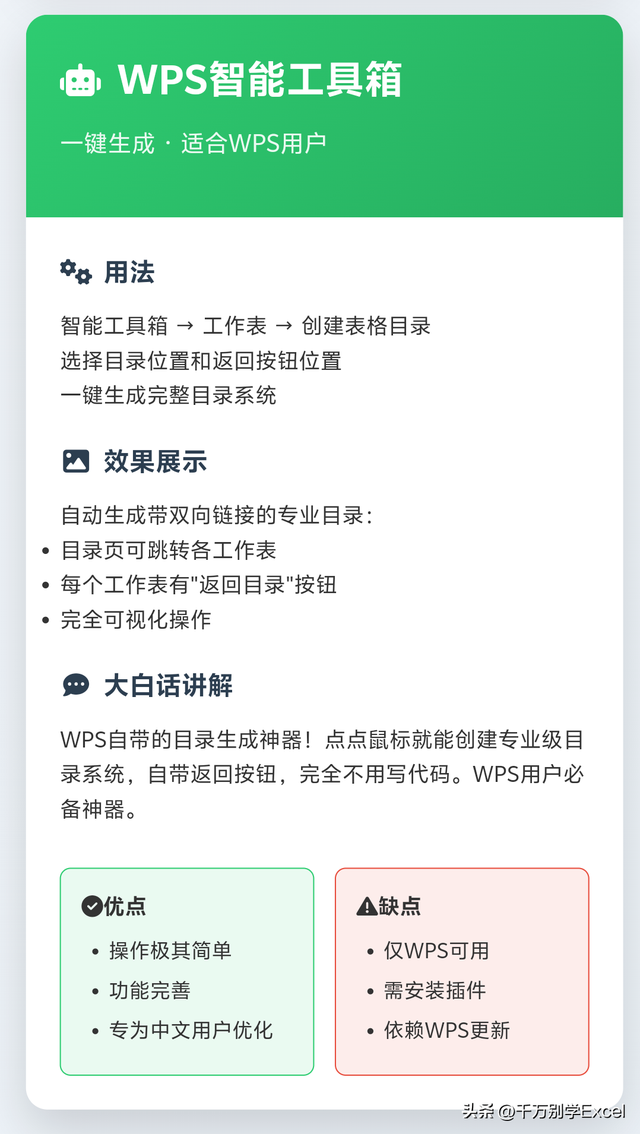 Excel/WPS自动生成目录的5种方法！简单到没朋友！