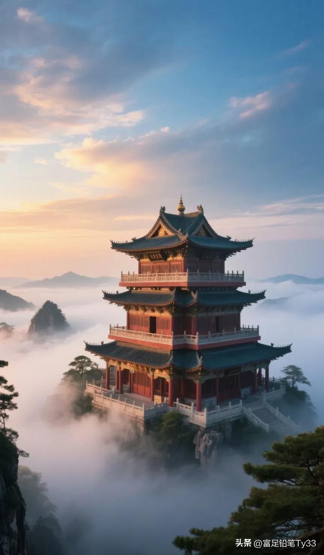 云海之上，古塔耸立，仙境般的美景！