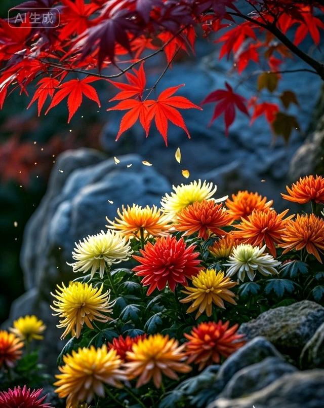 秋意浓时：红枫与菊的极致之美