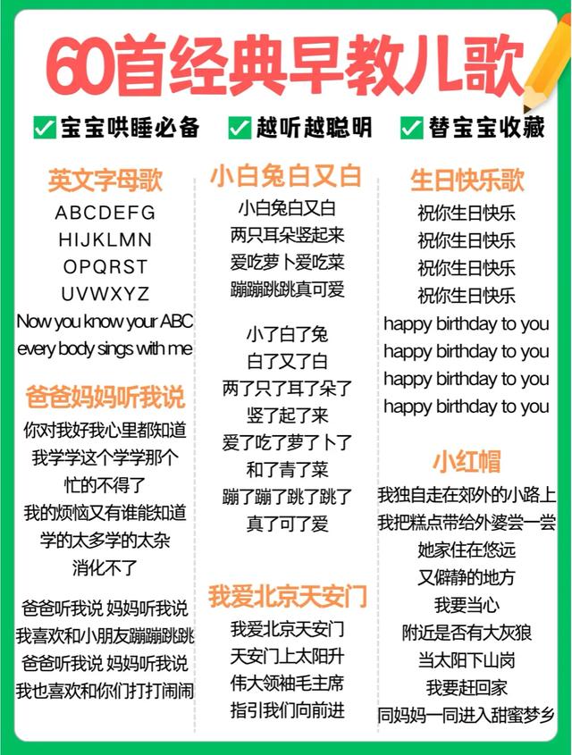 0-3岁娃开口早的秘密！60首幼儿园早教儿歌，每天听宝宝早说话