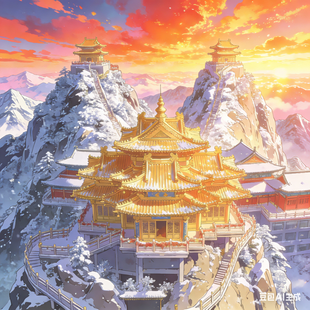 1. 老君山雪后封神！霞光万丈映仙山