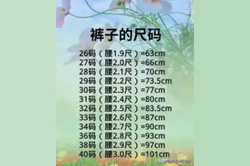 裤子的尺码，终于有人整理好了，对照一下，以后买裤子不用量尺寸图片