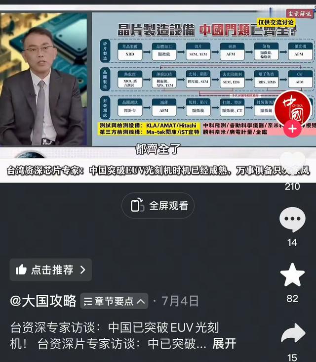 中国光刻机多路线发起围攻，台媒：中国EUV万事俱备只欠东风