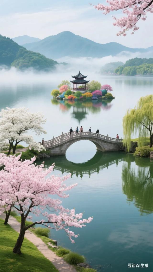寻梦樱岛：湖畔仙境的粉樱绮梦