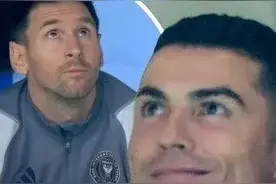 6比0众生相！C罗梅西同框，一个严肃看屏幕，一个嬉笑心情大好！图片