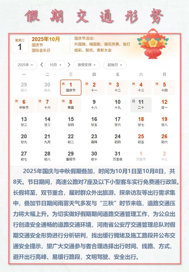 河南今日晴好继续，利于出行！“双节”期间暴雨即将“接管”，出行指南来了！