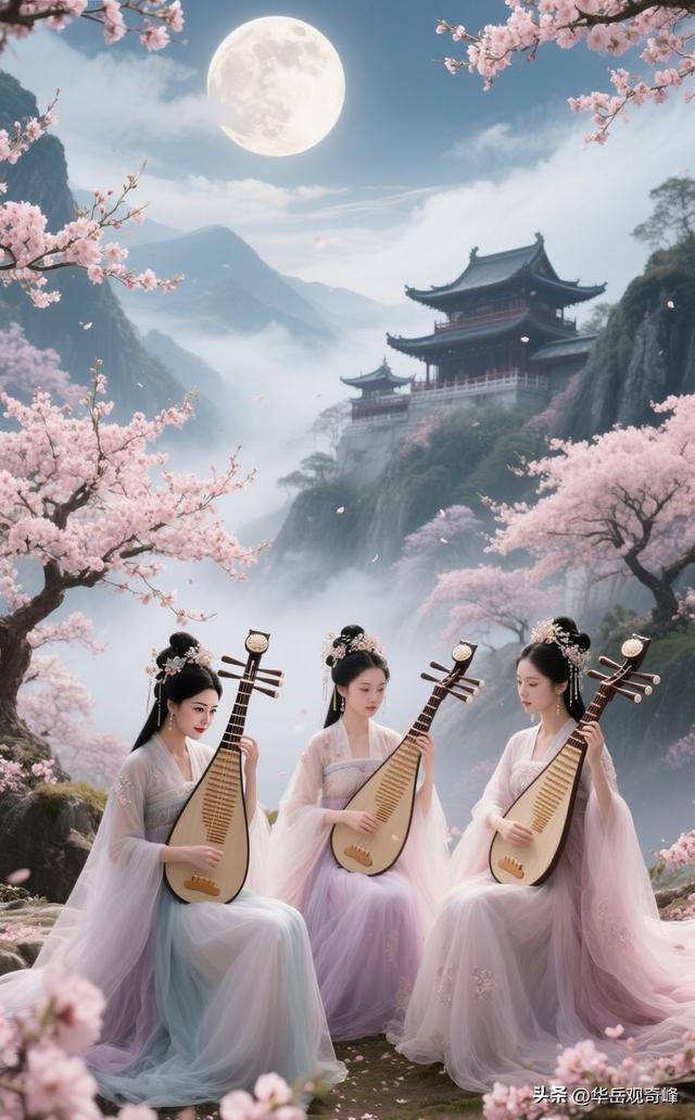 月色如水漾清辉，古风雅韵绕花帷，弦音轻淌穿幽径此景如梦不思归