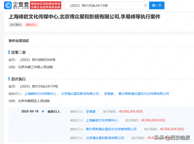 4990万元！李易峰被强制执行