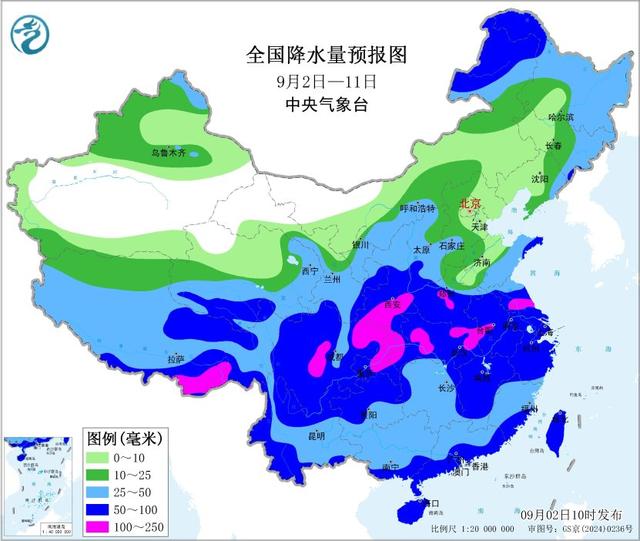 新一轮强降雨中心已定！明天9月3日天气预报，大雨暴雨分布如下