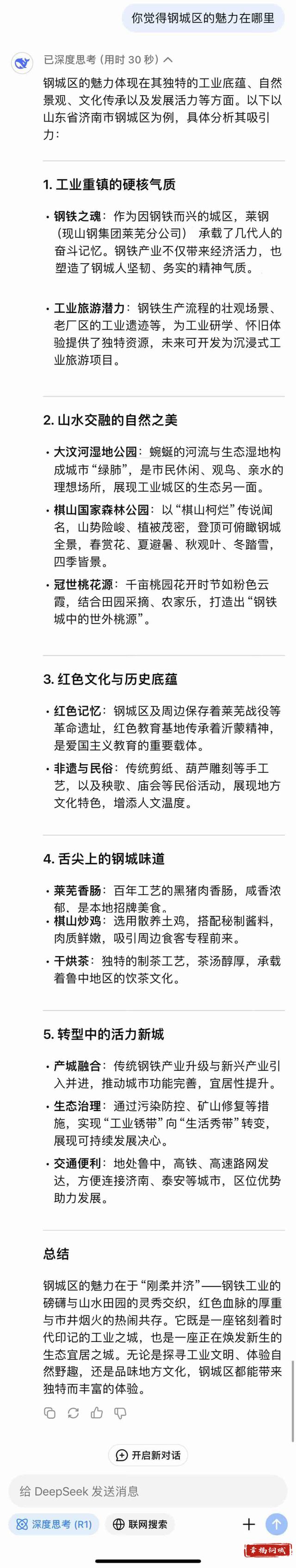 DeepSeek你也太懂钢城了吧
