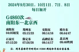 南阳人速看！国庆假期加开列车信息来了图片
