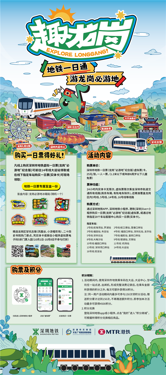 龙岗“必游地”纪念版深圳地铁一日票即将上线