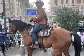 南京孝陵卫出现“骑马哥”图片