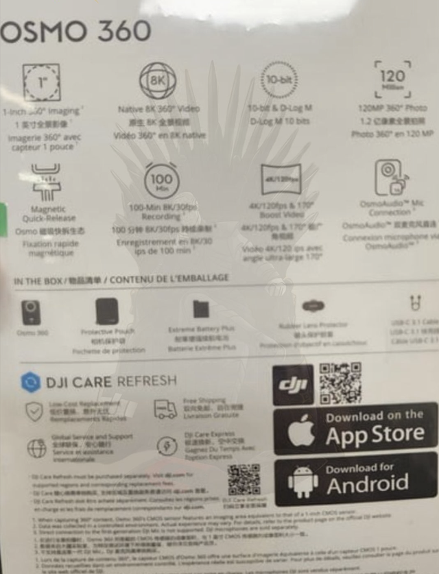 大疆Osmo 360包装盒曝光，确认采用1英寸传感器