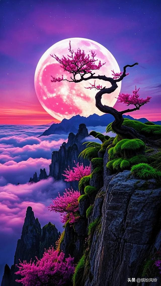 当月光吻醒云海，群山便成了仙境的注脚