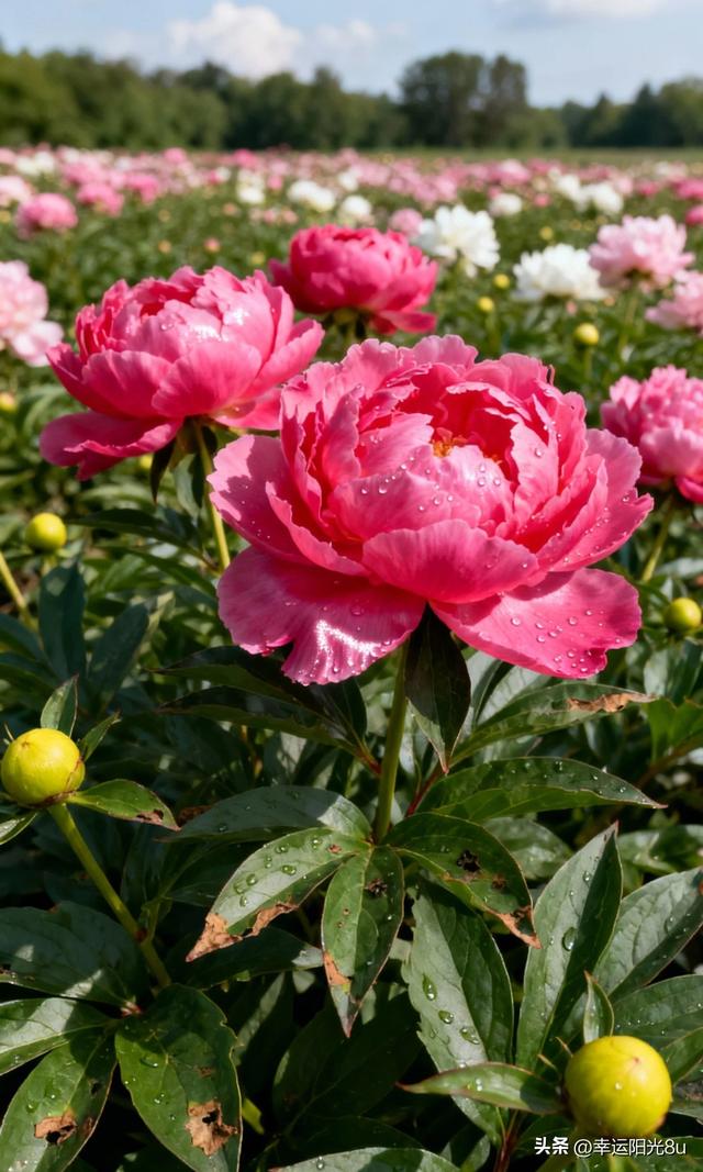 绯红嫣然·粉团锦簇·橙光流转——芍药花海的多色狂欢