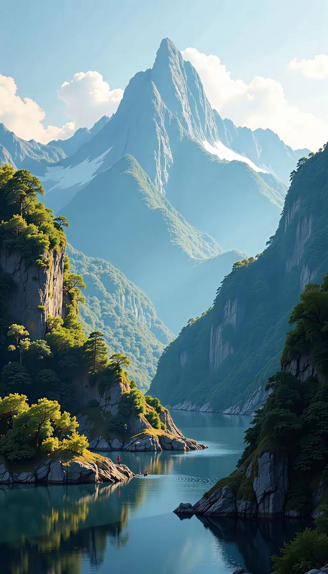 山的雄浑，水的灵动，树的葱郁，屋的温馨