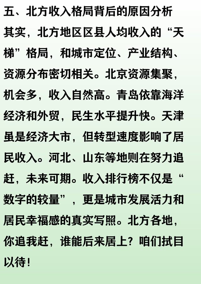 北方地区人均收入30强区县：北京市断档领先，青岛民生强于天津？
