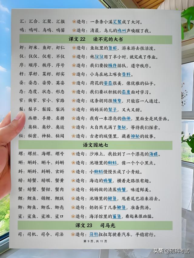 25秋三年级上册语文生字组词造句 · 二升三暑假晨读必备