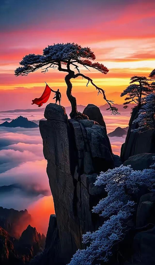 松的坚韧，云的飘逸，绚烂与悬崖的雄浑共同普写乐章