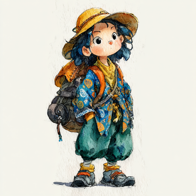 背着梦想的小小冒险家