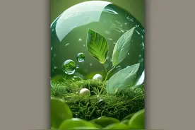 好运壁纸：绿色水晶球，水滴。图片
