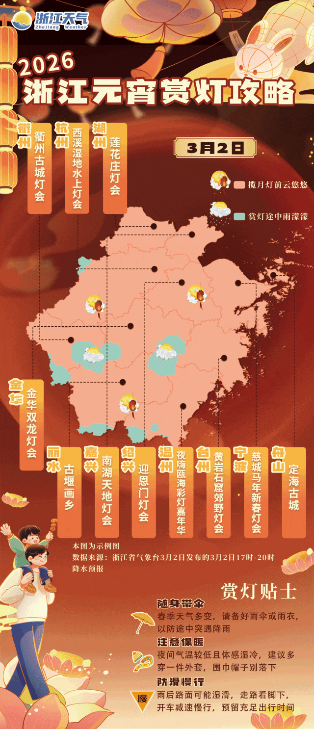 浙江天气转好！赏灯攻略来啦！下一场雨这天开始→