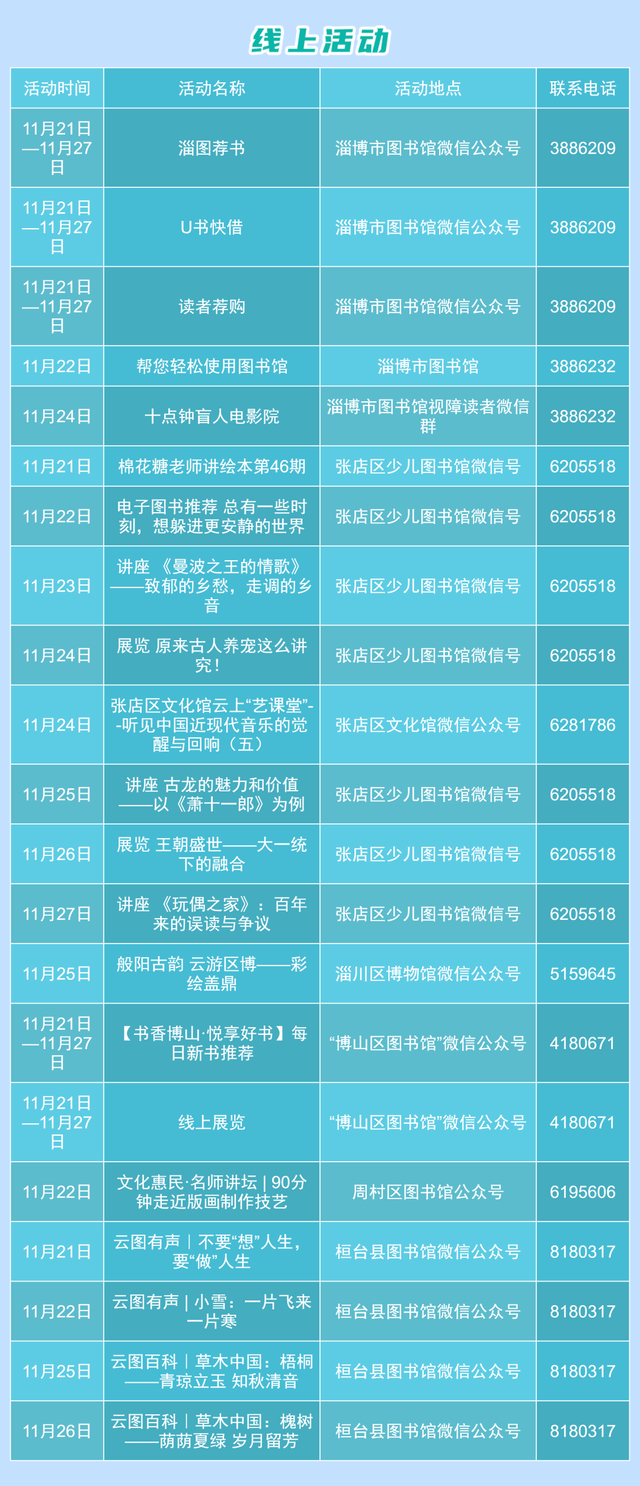 淄博新一期文化活动来袭！