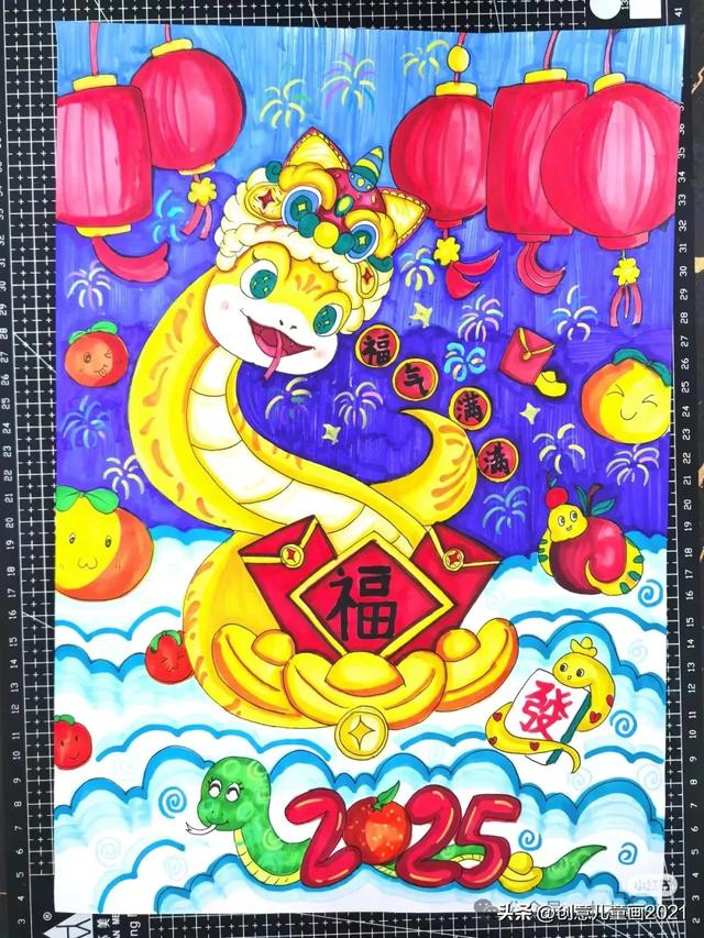 庆元旦迎新年～精选61张创意美术范画+手抄报，为孩子收藏起来！