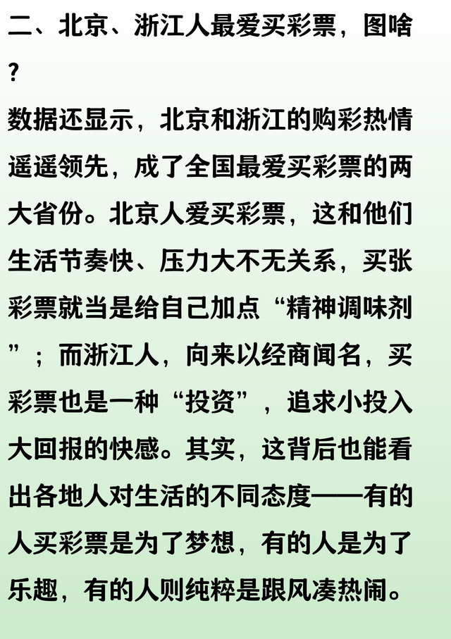 最新数据，2024年全国人均买彩票443元，北京、浙江人最爱买彩票