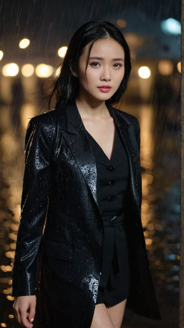 美女写真——雨中的女孩