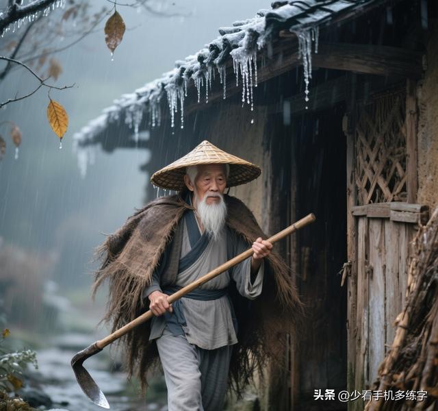 续句诗三：苍梧一叶落无声，冷雨初凝檐下晶。最是灯前呵手际