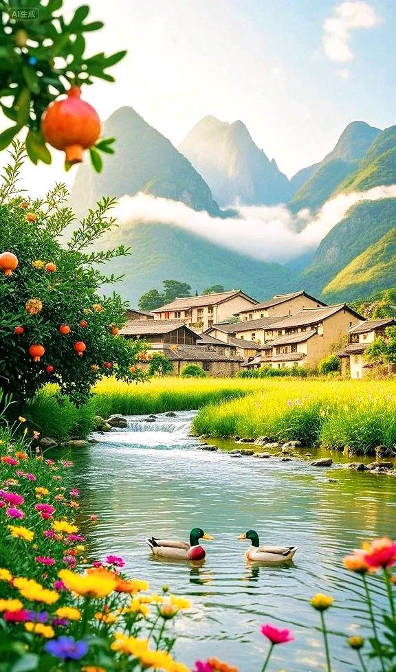 溪绕繁花，鸭戏山间——这乡村，藏着岁月的静美
