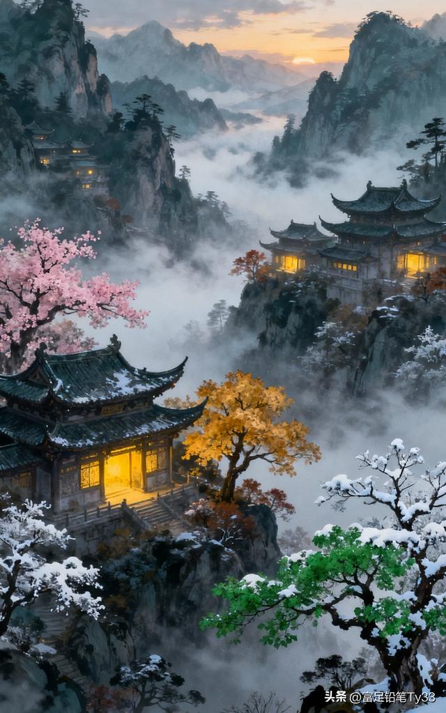 梦幻仙境，古风建筑，云雾缭绕，如诗如画！