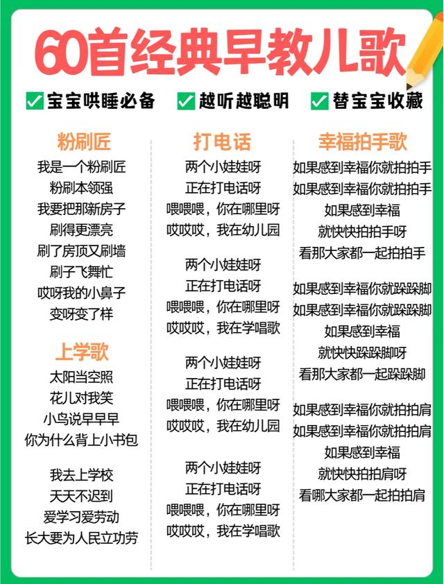 0-3岁娃开口早的秘密！60首幼儿园早教儿歌，每天听宝宝早说话