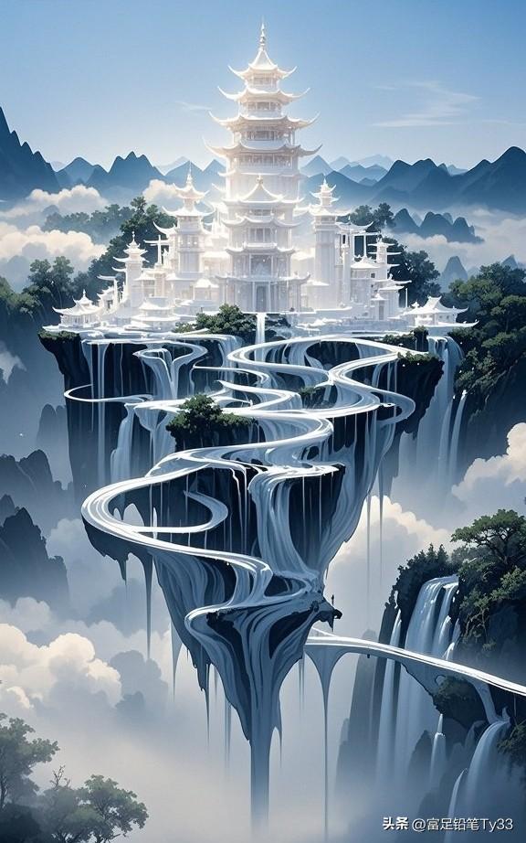梦幻仙境；云海中的古塔，宛如仙境般飘渺！