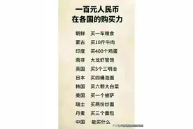 一百元人民币在各国的购买力，在中国能买什么？看完知识大增图片