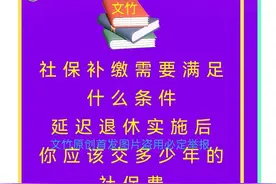 社保补缴需要满足什么条件延迟退休实施后你应该交多少年的社保费图片