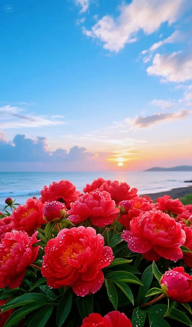 海上“牡丹花”融入海景，景致绝美，动人心弦
