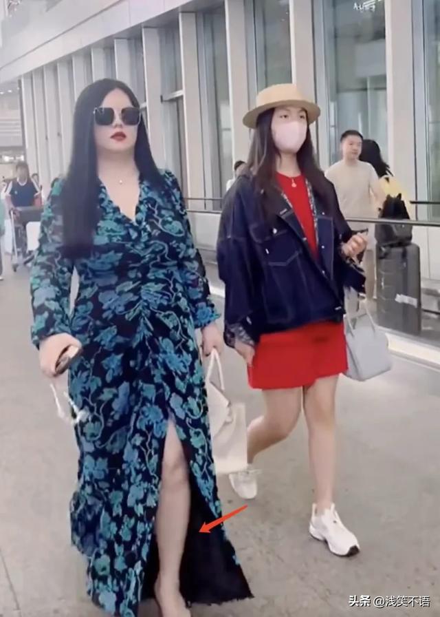 200斤的李湘机场现身！气场全开，颤抖的肥肉也挡不住土豪范儿！