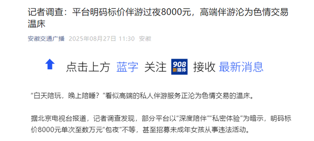 警惕！高端伴游明码标价，8000元陪一夜，在光鲜包装下的肮脏交易