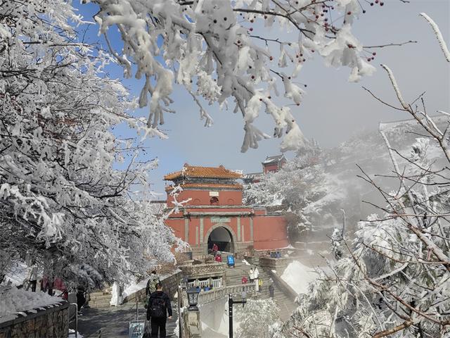 雪霁云海涌 泰山披银装
