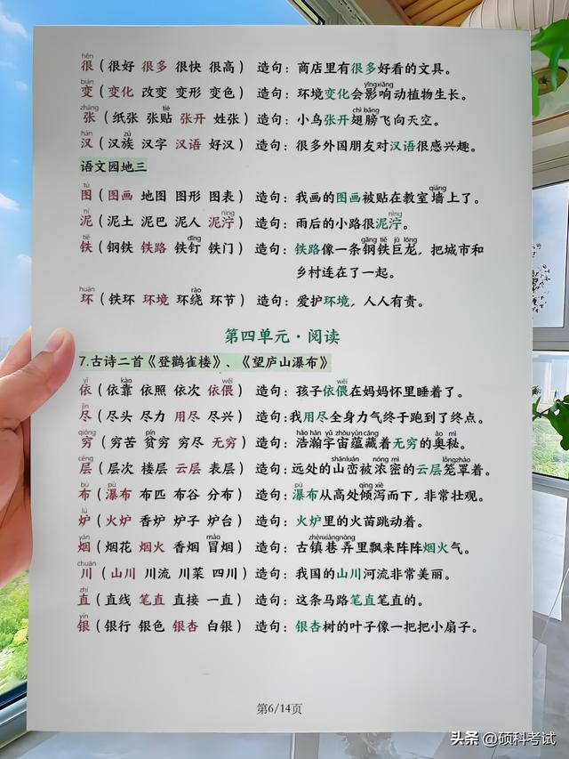2025秋二年级上册语文写字表：生字组词+造句宝典（同步教材）